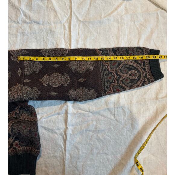 Vintage Tricots St. Raphael 100% Wool Sweater Tapestry Pattern Boho Grandpa Knit - Picture 4 of 7